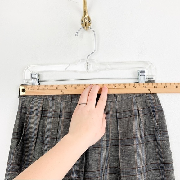 VTG Giorgio Sant’ Angelo Linen Blend Plaid High Waisted Trousers Sz 10 - Picture 7 of 8